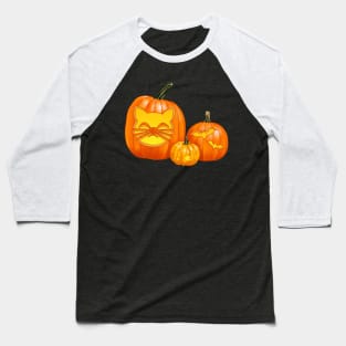 Spooky Jack-O-Lantern Trio (Purple) Baseball T-Shirt